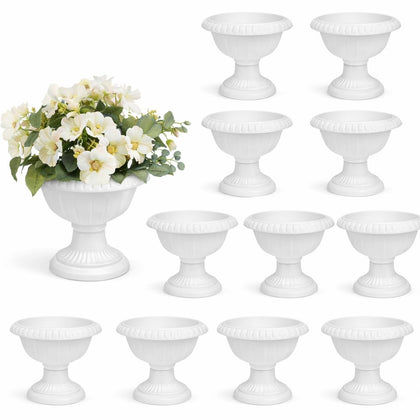 Yardwe mini Roman pot with pedestal in white for elegant tabletop decor