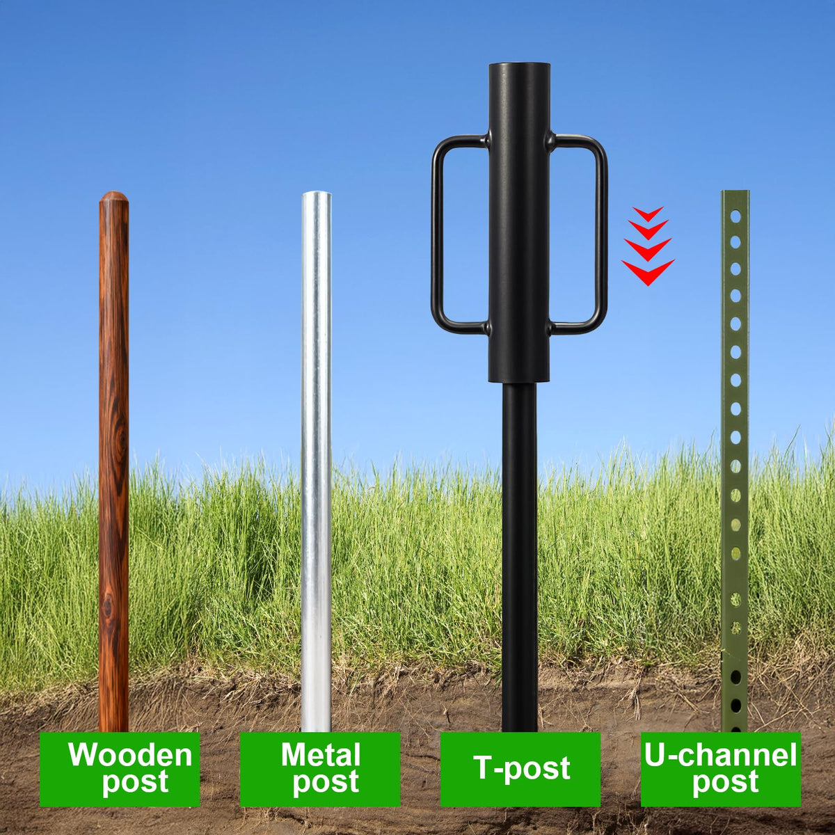 Yarlung fence post driver with black powder-coated finish