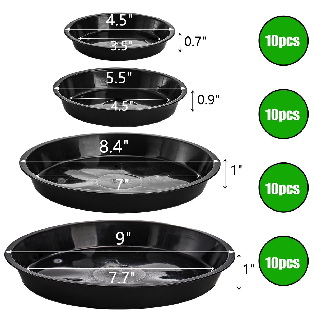 Yarlung 8.4-inch black plant saucer prevents spills and stains