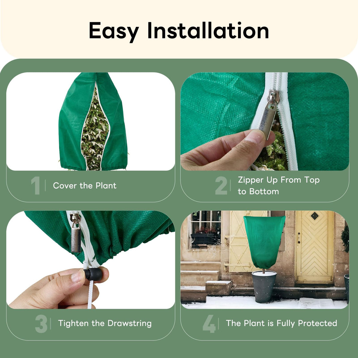 YATHO covers fit shrubs and small trees, shielding them over winter