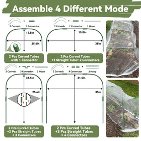 YATHO PVC-coated steel hoops provide durable, rust-resistant garden framing