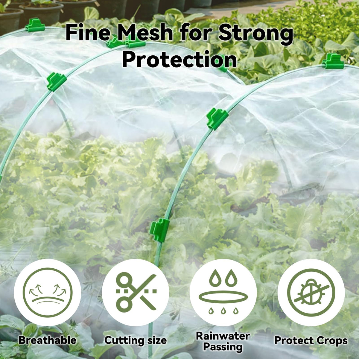 YATHO netting used in different garden setups like tunnels and tents