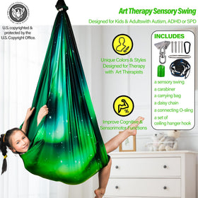 Yatoco Sensory Swing Aurora Green outdoor use for versatile playtime.