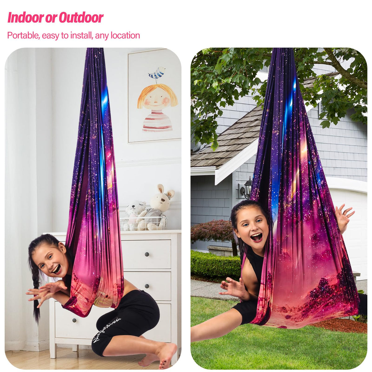 Yatoco sensory swing ready for indoor or outdoor use with calming motion.