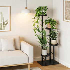 YAUKTAK 5-tier plant stand indoor, front view, organizes multiple pots beautifully.