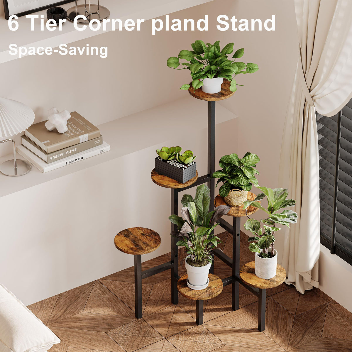 YAUKTAK plant stand with pots creates a vibrant vertical display.
