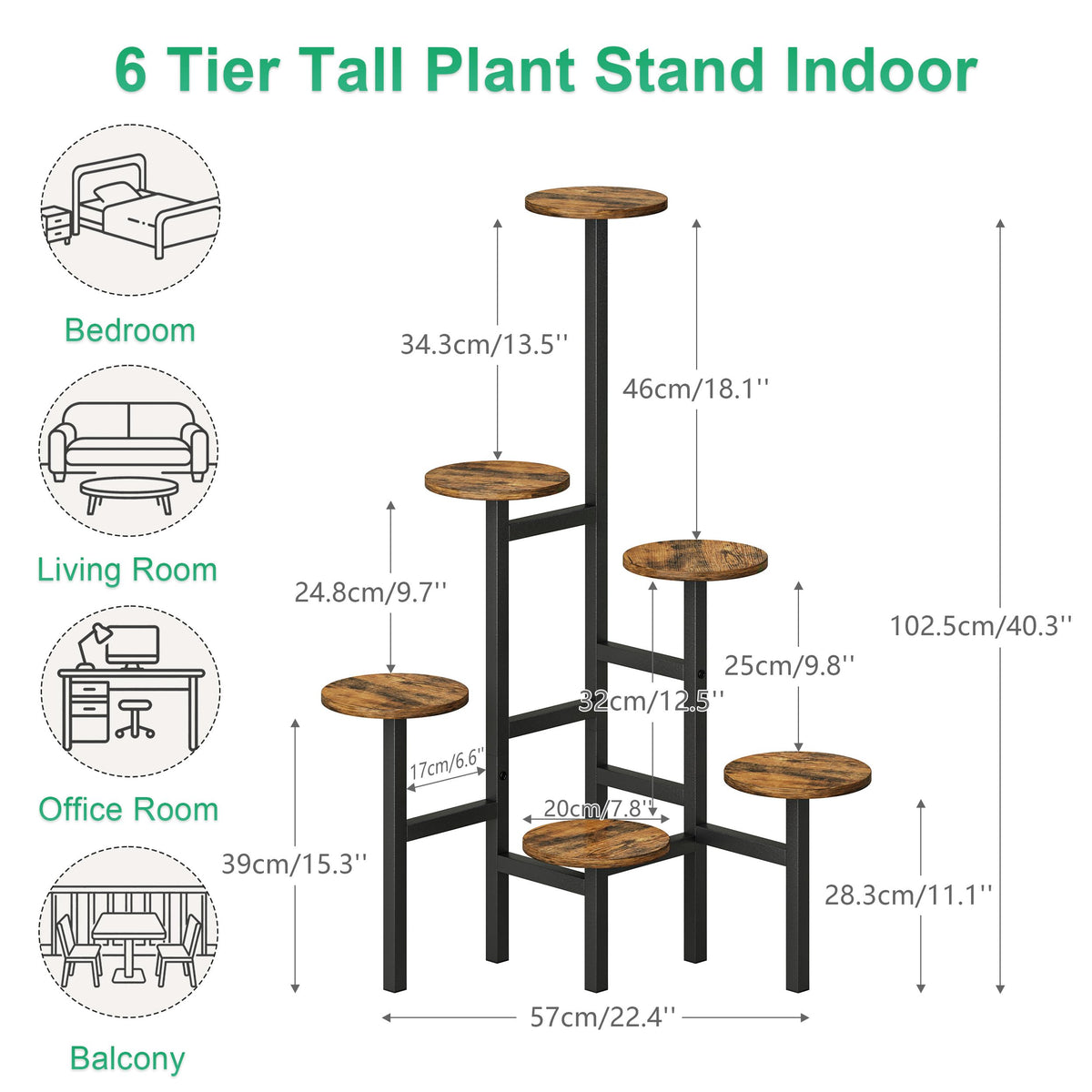 YAUKTAK reinforced MDF wood base adds reliable support for heavier pots.