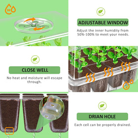 Yaungel adjustable humidity window enables control from 50% to 100% for seeds.