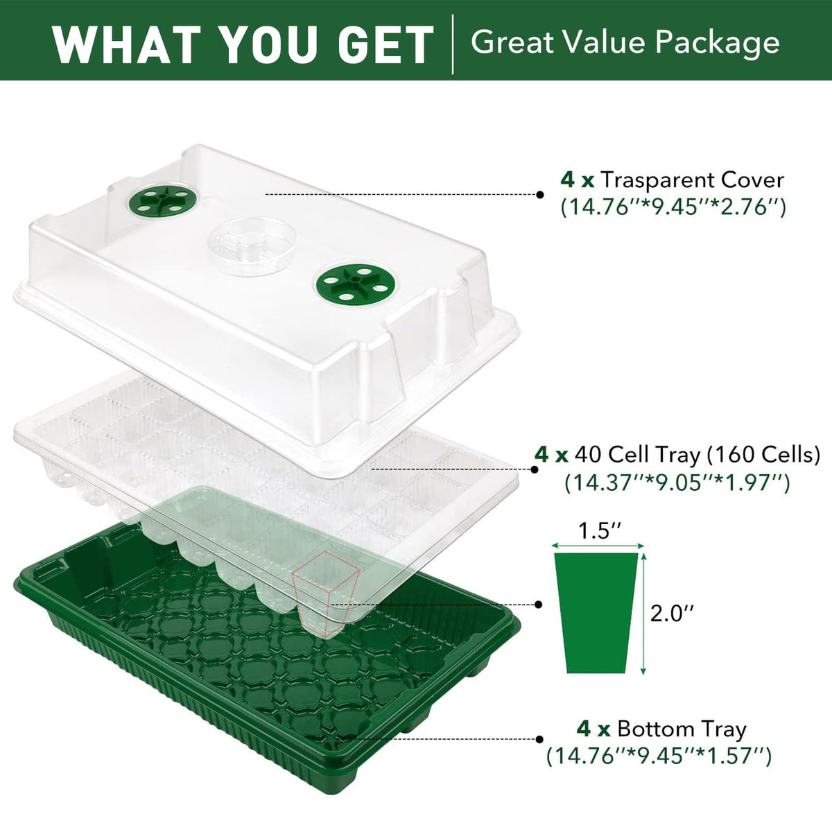 YAUNGEL 3.7x3.7x5.5 cm cells provide extra height for early growth