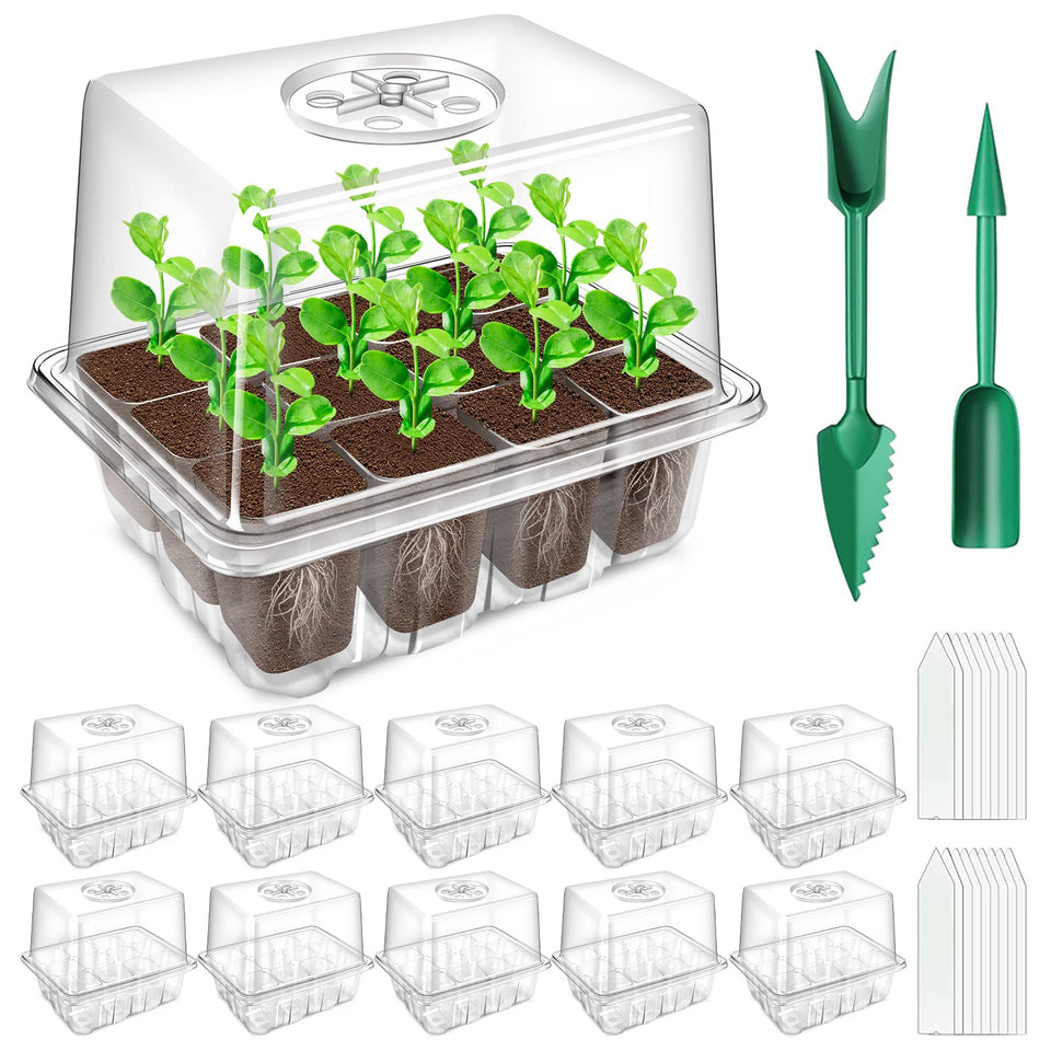 Yaungel seed starting trays 120 cells showing durable 0.8mm PVC for reusable germination.