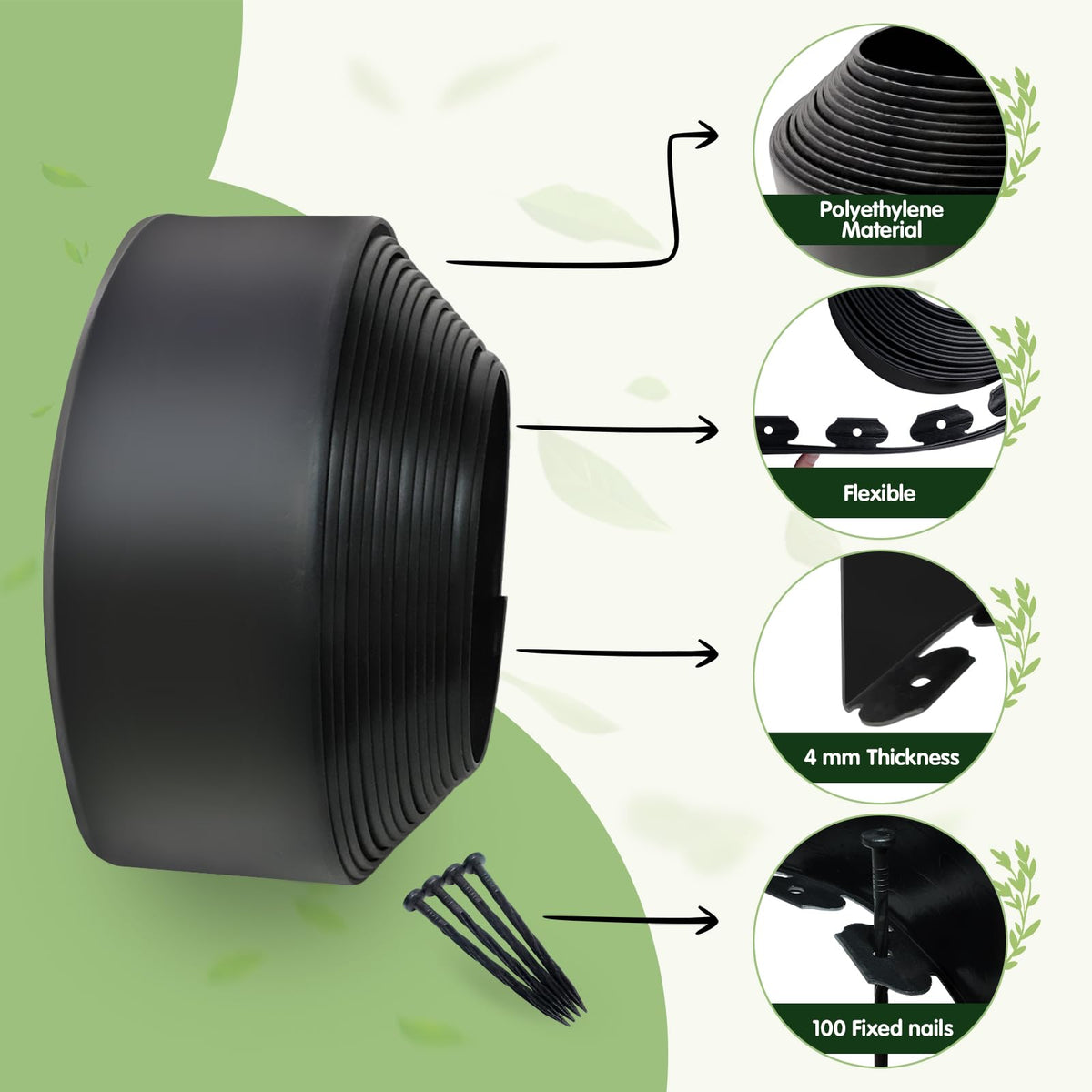 Yawfold Landscape Edging uses flexible PE material for easy shaping around curves.