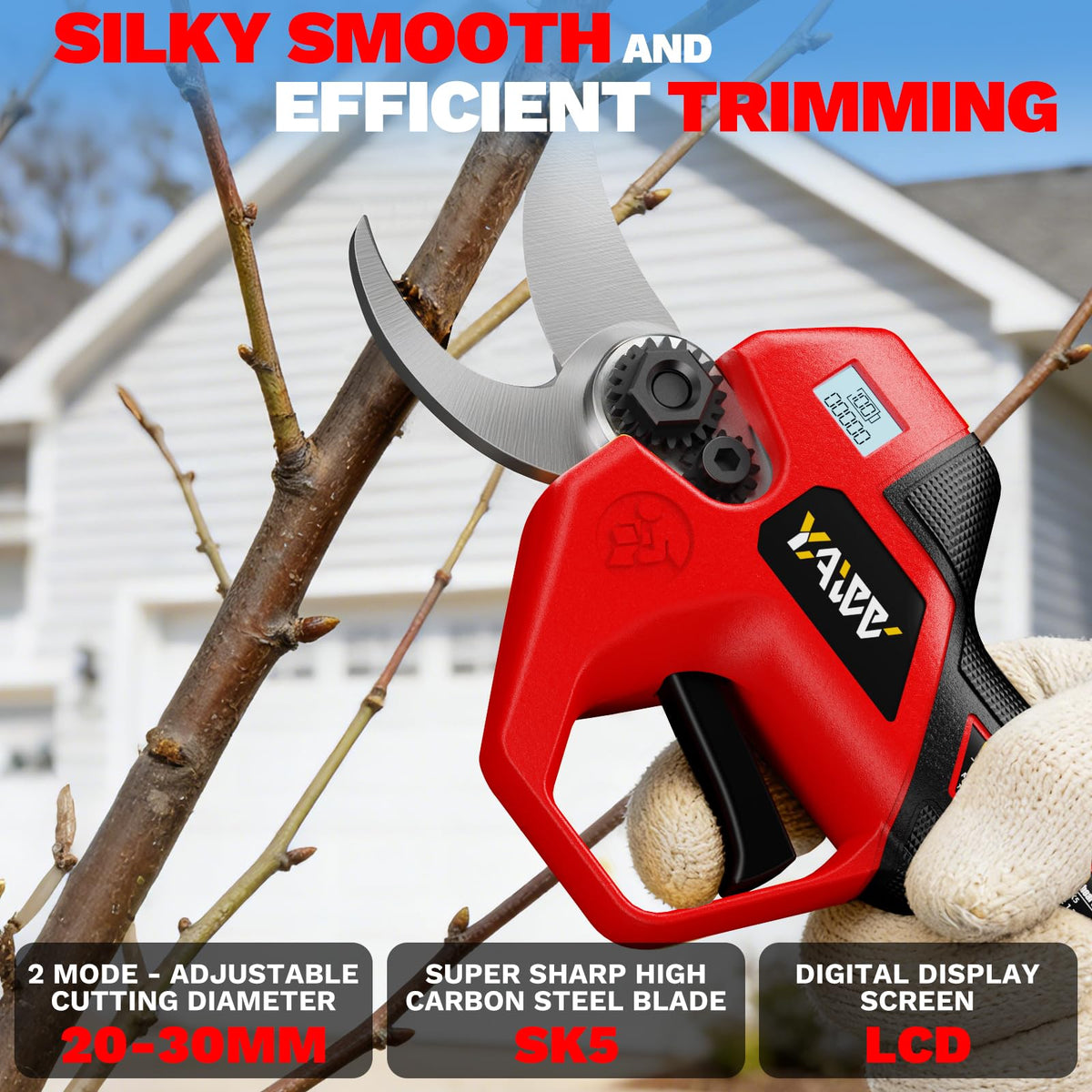 YAWV pruning shears with adjustable 0.8-1.2 inch cutting diameter