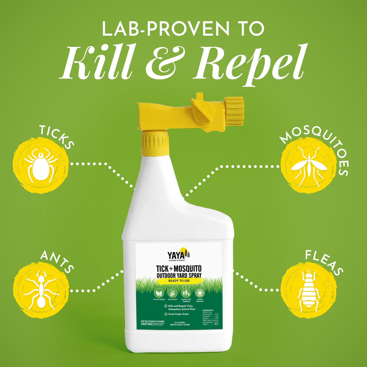 Cedarwood and clove oils in YAYA Organics formula for natural pest defense