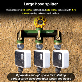 Yayamz 3-way garden hose splitter assembly shot highlights easy installation.