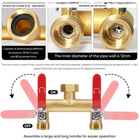 Yayamz brass diverter with vertical outlet reduces strain on connectors.