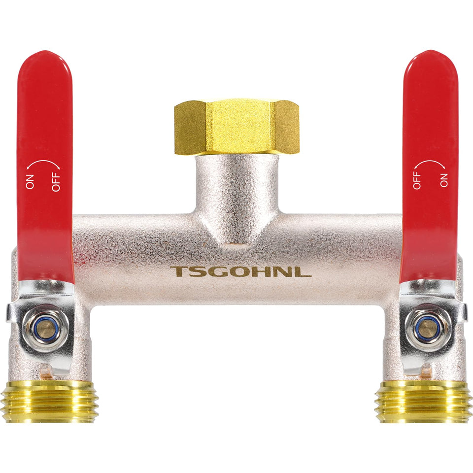 Yayamz garden hose splitter two-way valve for versatile irrigation setups.