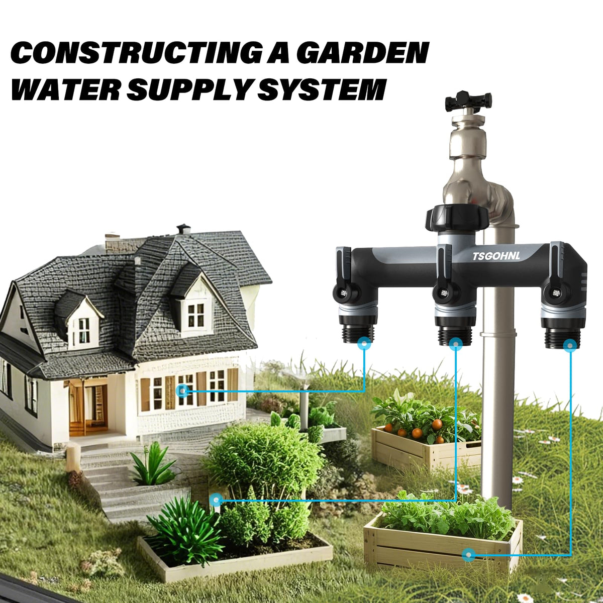 Yayamz high-flow diverter with 0.4-inch bore for strong water distribution.