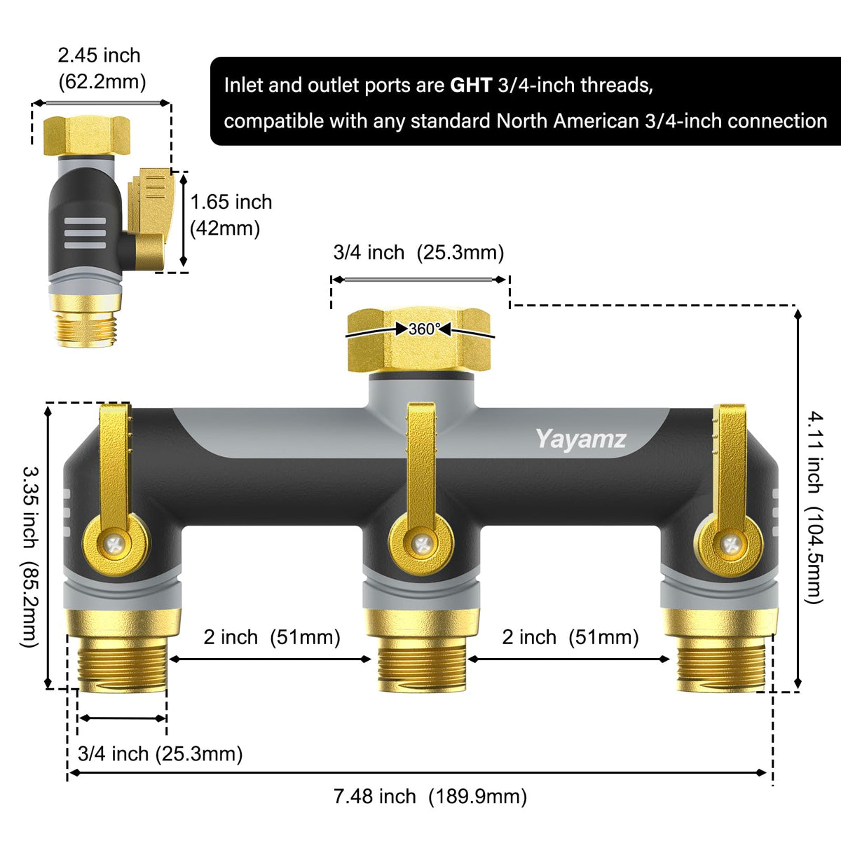 Yayamz independent shut-off valves enabling precise control for separate hoses and timers
