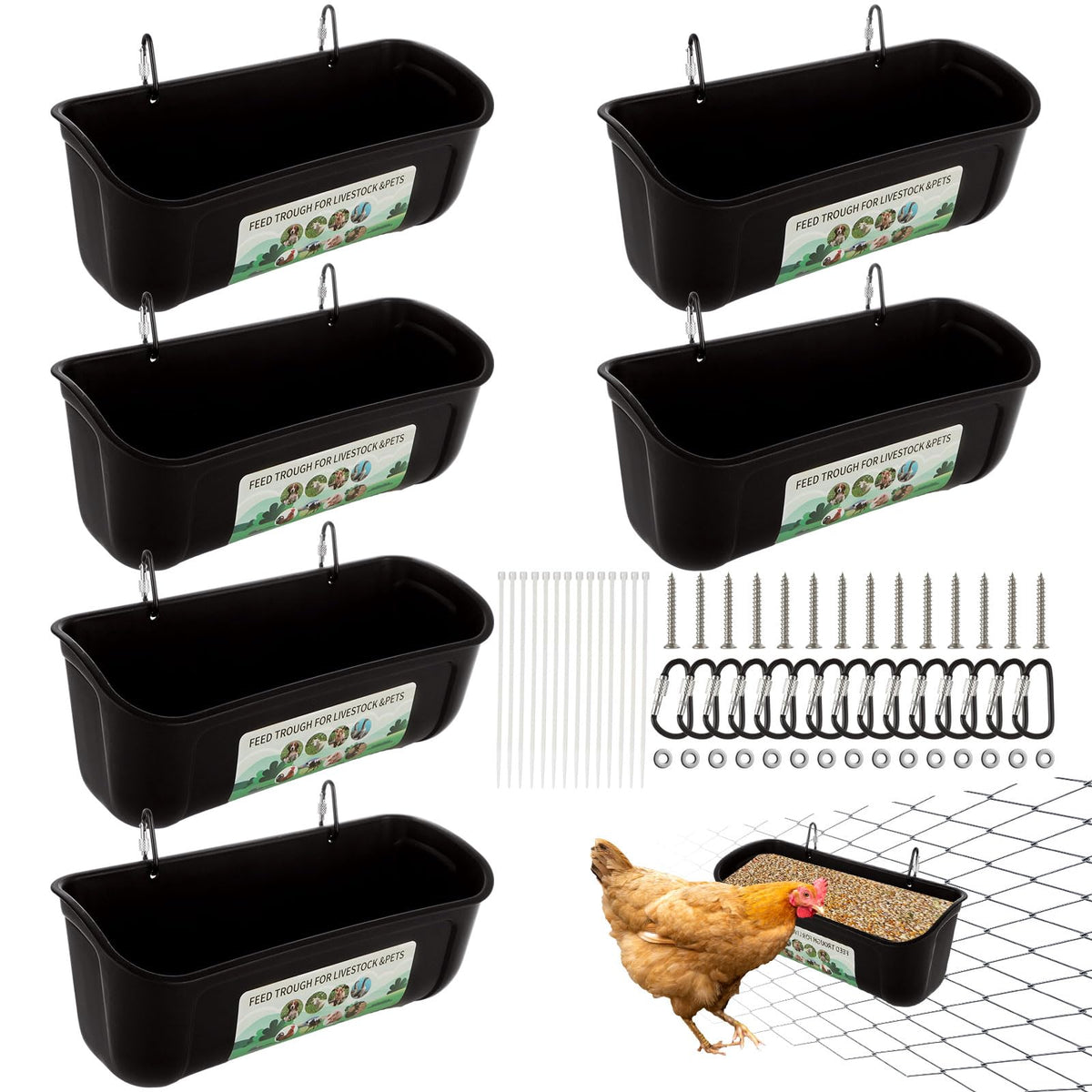 YAYODS chicken feeder hanging 3.5 quart keeps feed clean and accessible.