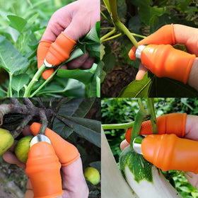 YBB thumb cutter enables one handed picking in the garden