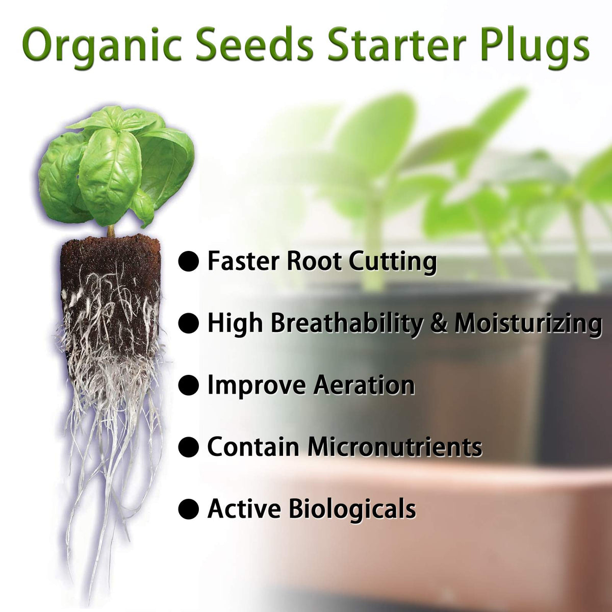 YBB seed starter plug with biodegradable micronutrients for healthy root growth