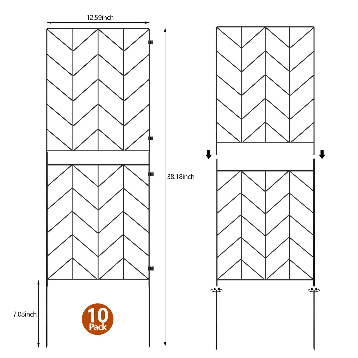 YBING 10ft garden fence border providing versatile perimeter for beds.