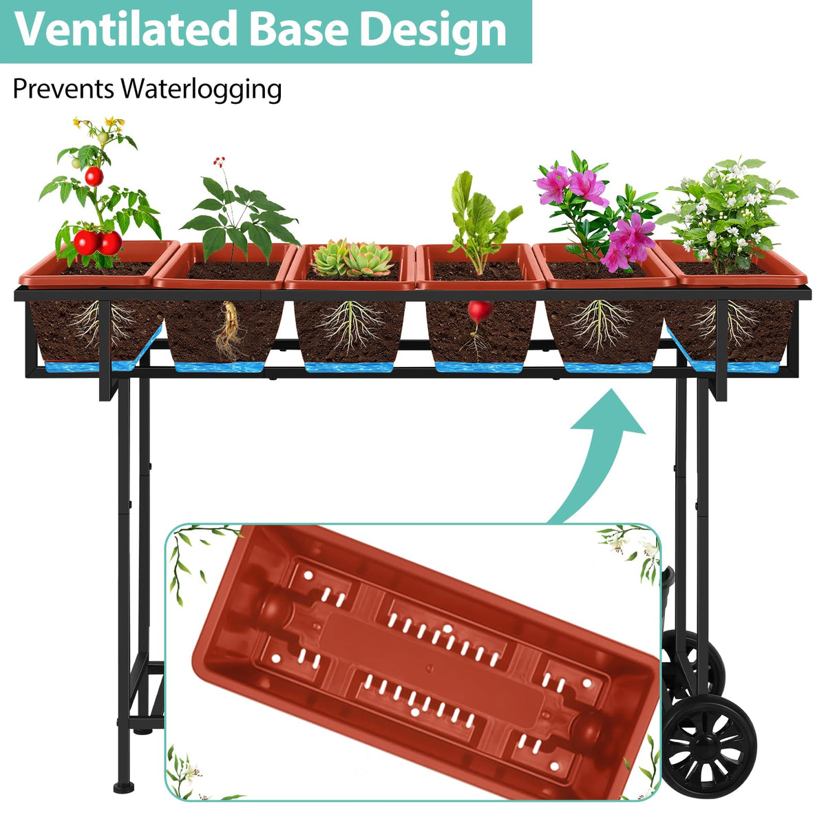YBING six-pocket herb garden planter for kitchen balcony herbs