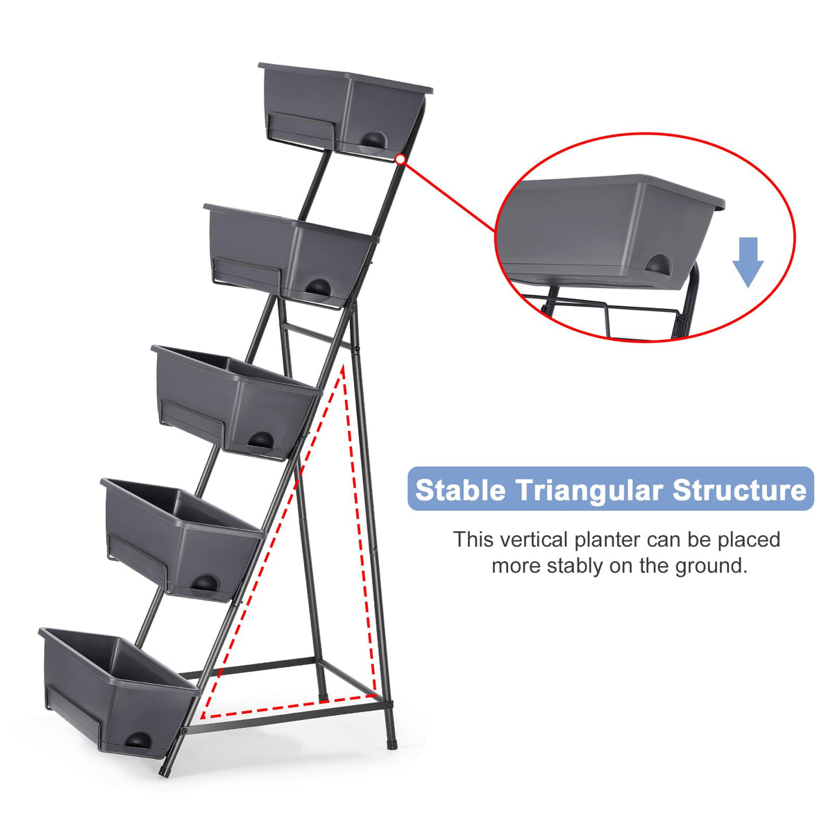 YBING sturdy triangular-frame design enhances stability for outdoor herb beds.