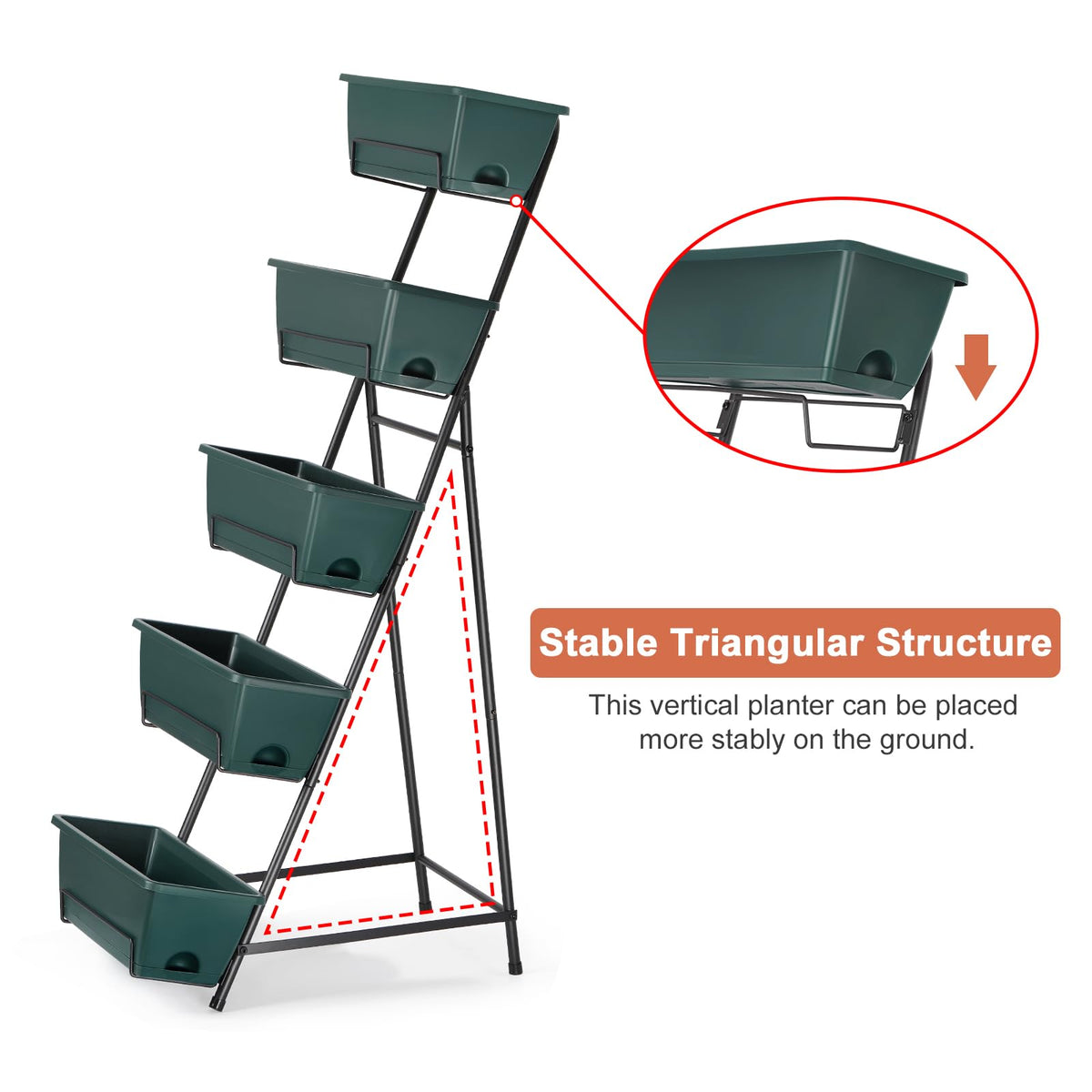 Sturdy triangular-frame design provides stable outdoor placement for YBING garden bed.