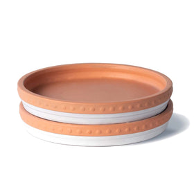 YBX indoor floor protection with plant saucer underpot setup