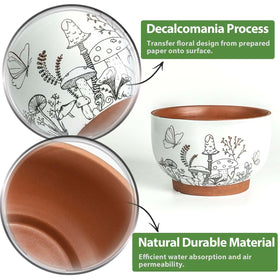 YBX mushroom-butterfly motif pot complements home decor