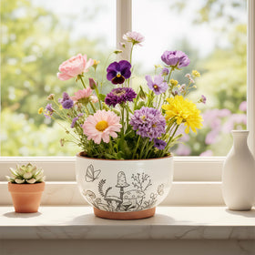 YBX 6-inch terracotta pot with mushroom accent for compact spaces