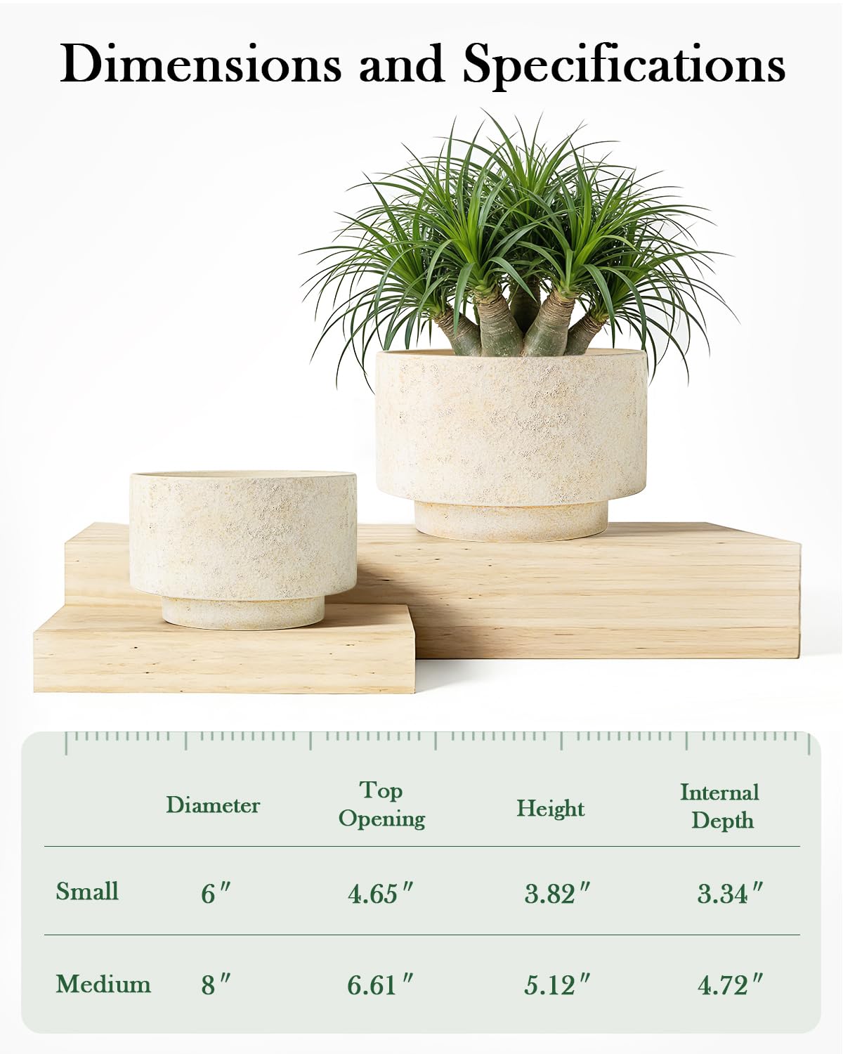 YBX YIBOXUAN beige round planters ideal for windowsills and desks