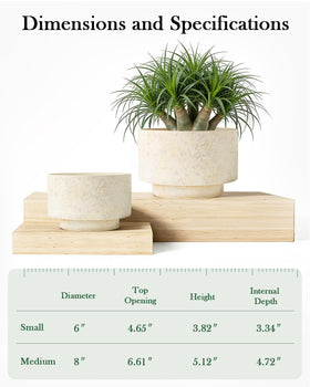 YBX YIBOXUAN beige round planters ideal for windowsills and desks