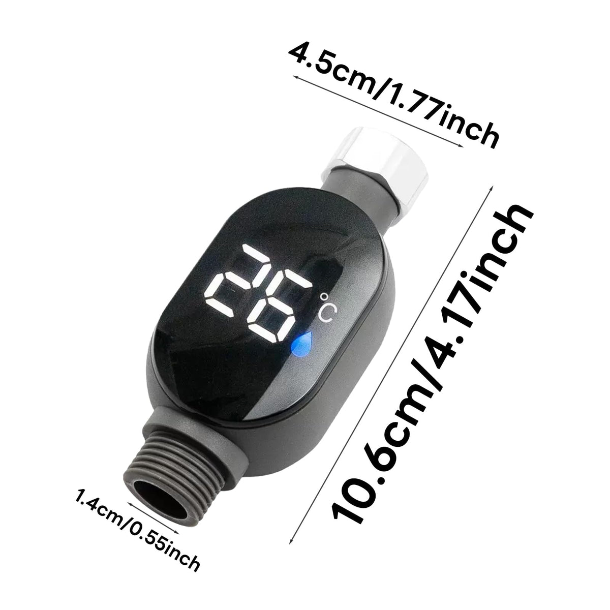 YcaeyLnaR LED indicators help read in dim bathrooms during showers.