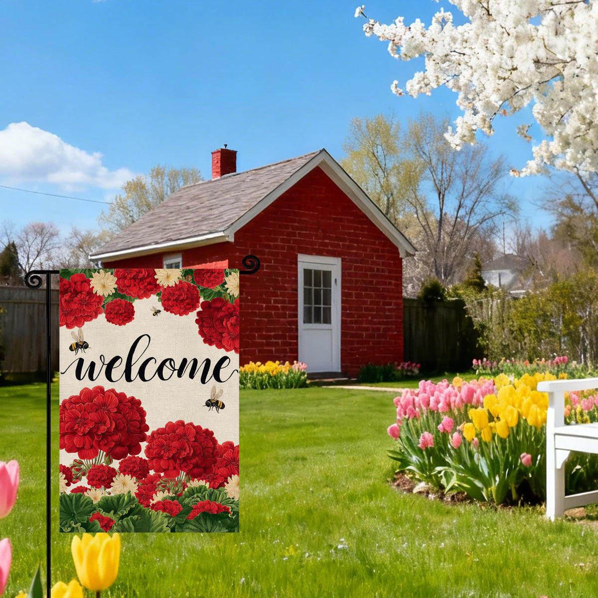 YCDMLJC double-sided garden flag ensures legibility from both directions during windy days.