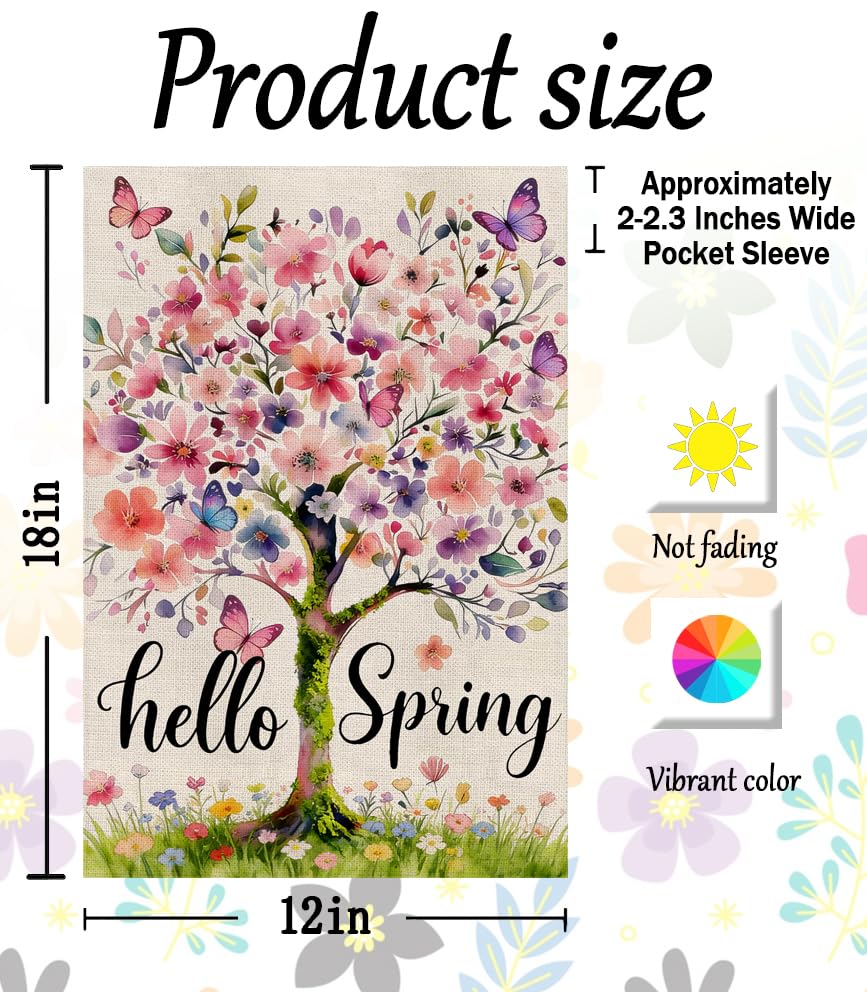 YCDMLJC Hello Spring flag back view with vivid pattern for outdoor readability