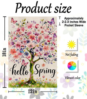 YCDMLJC Hello Spring flag back view with vivid pattern for outdoor readability