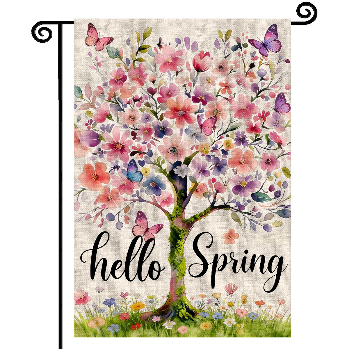 YCDMLJC Hello Spring flag front view with bright colors for outdoor decoration