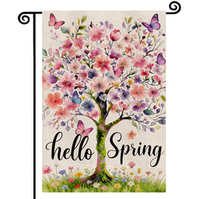YCDMLJC Hello Spring flag front view with bright colors for outdoor decoration