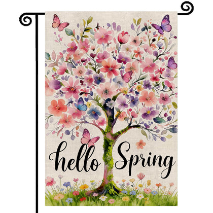 YCDMLJC Hello Spring flag front view with bright colors for outdoor decoration
