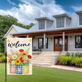 YCDMLJC home welcome yard flag enhances curb appeal.