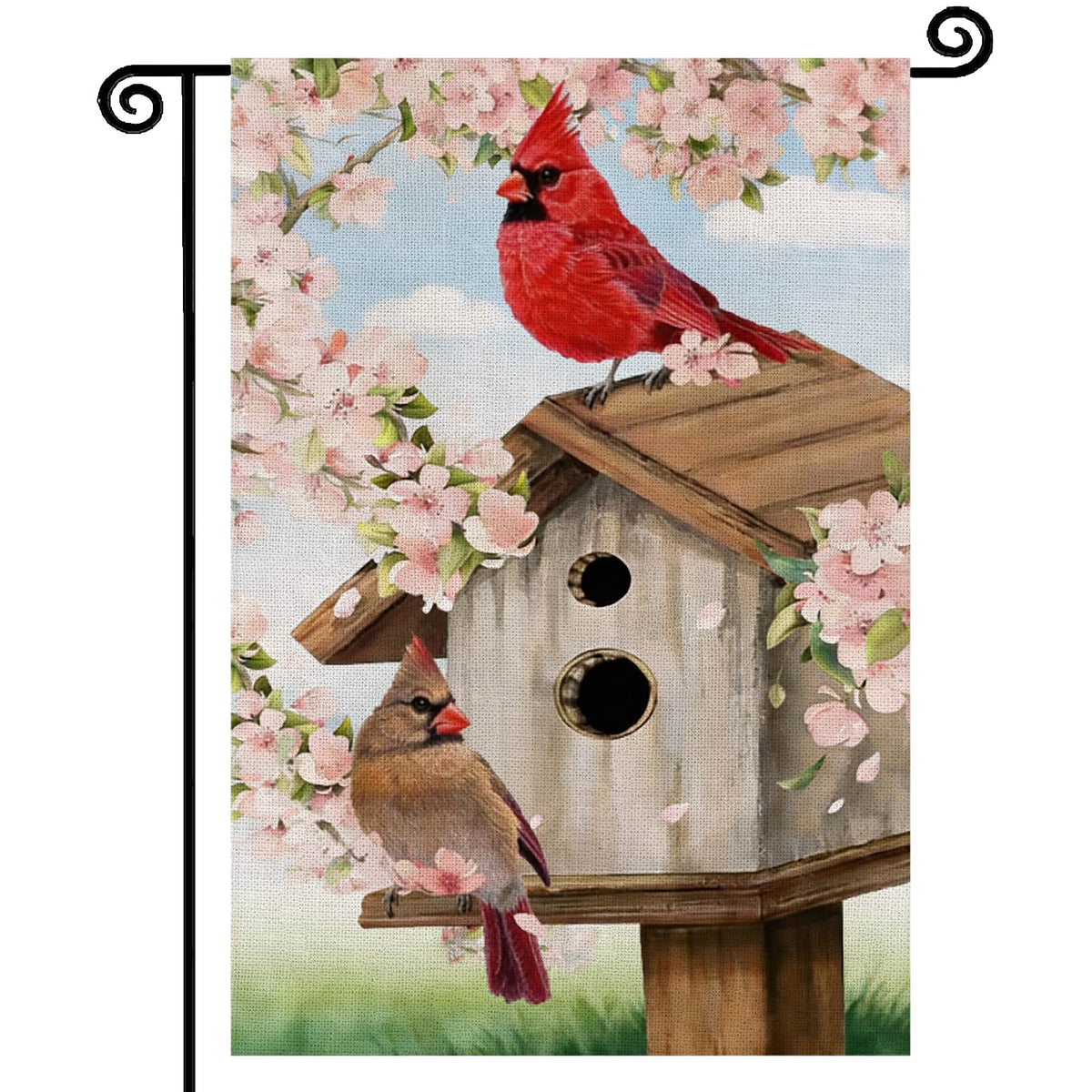 YCDMLJC spring cardinal bird flag with dual-sided print for outdoor display.