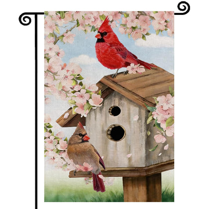 YCDMLJC spring cardinal bird flag with dual-sided print for outdoor display.