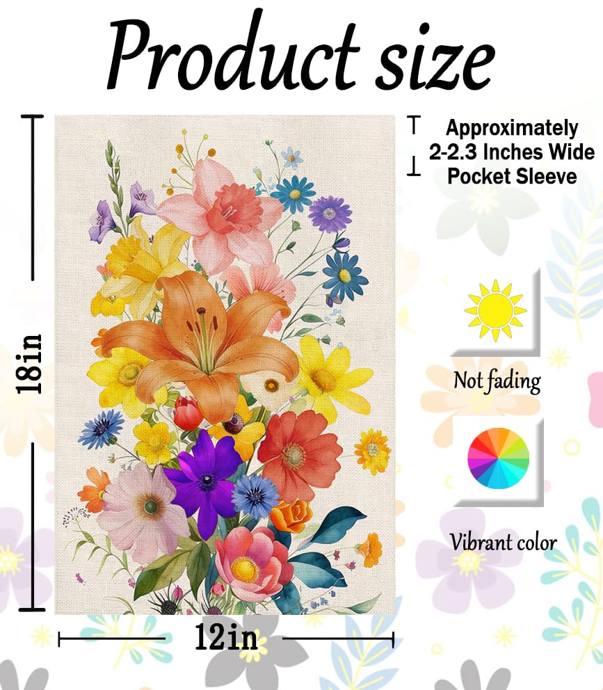 YCDMLJC spring floral garden flag back view remains legible from both sides