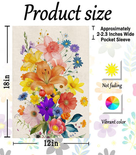 YCDMLJC spring floral garden flag back view remains legible from both sides
