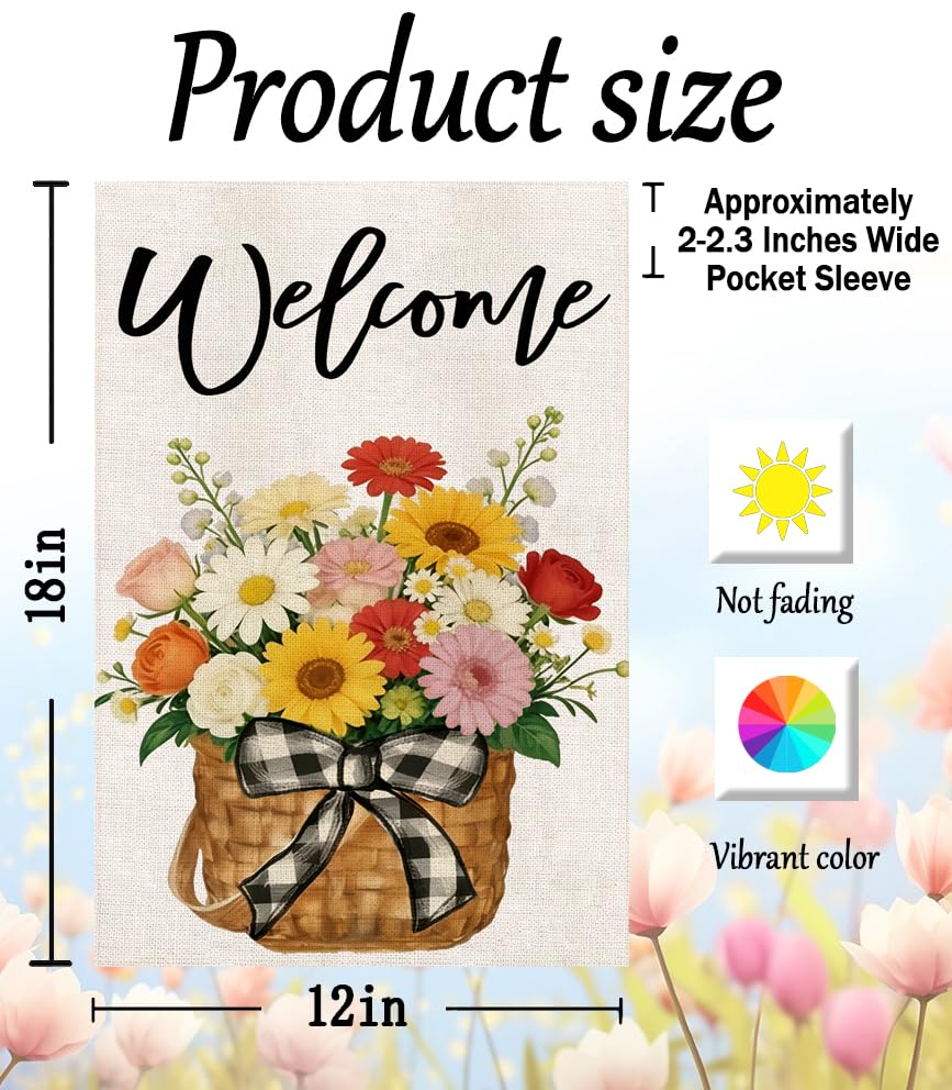 YCDMLJC spring floral welcome flag, back view showing identical message
