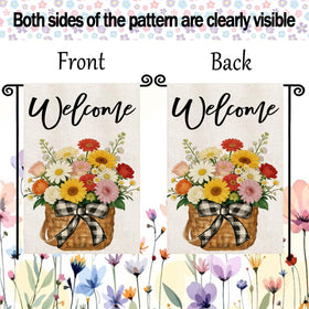 YCDMLJC spring floral welcome flag close-up color detail highlighting vibrant florals