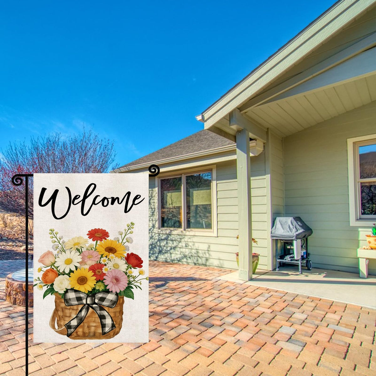 YCDMLJC spring floral welcome flag on porch display for seasonal decor