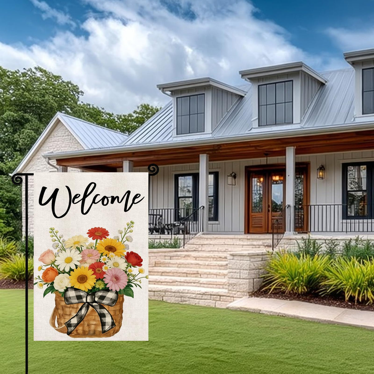 YCDMLJC spring floral welcome flag perfect for spring party decor